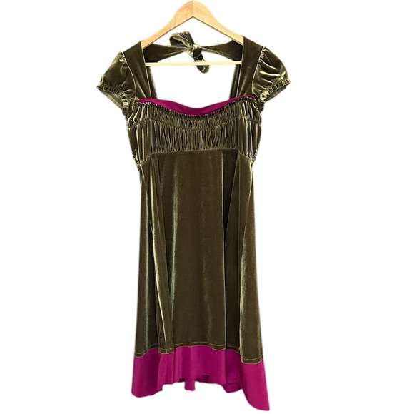 Free People M EUC burnout Velvet green with purple fringe - Picture 1 of 13